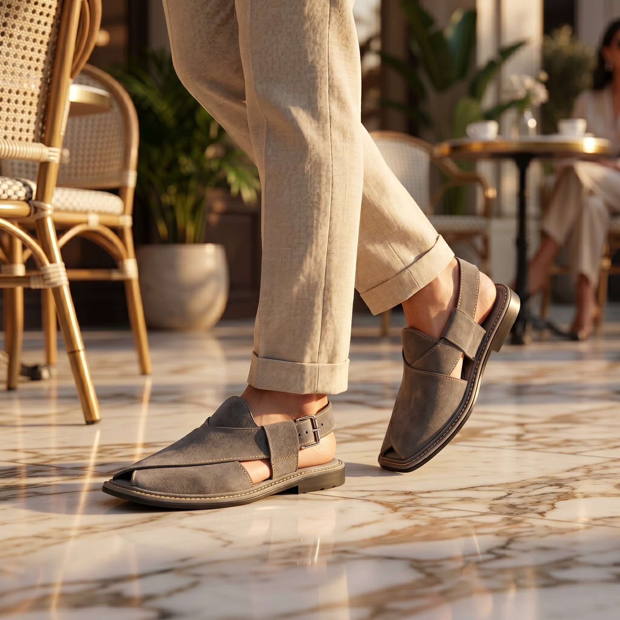 Premium Grey Suede Peshawari Sandal – Handmade Traditional Comfort Footwear
