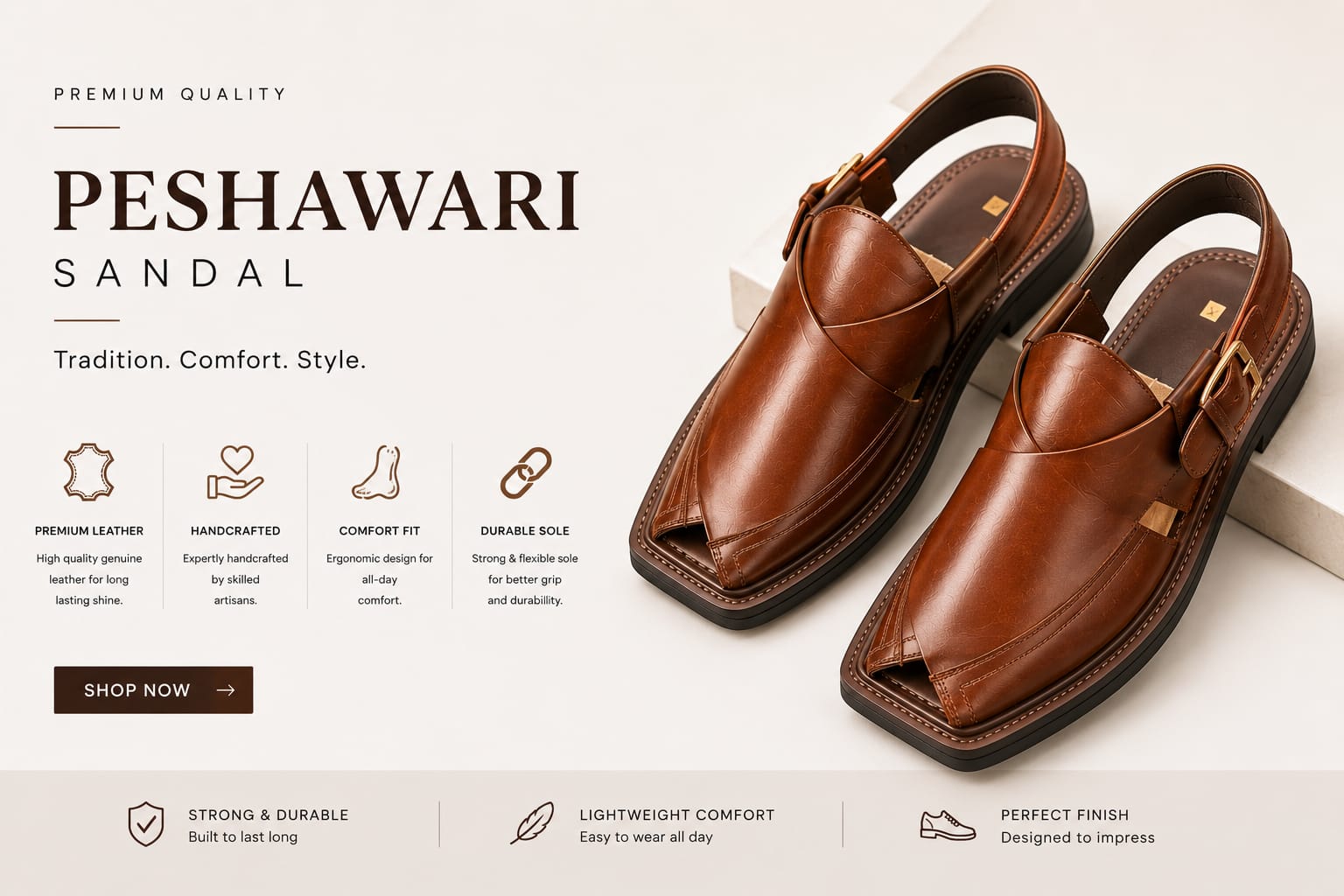 Pearl White Peshawari Chappal – Signature Collection