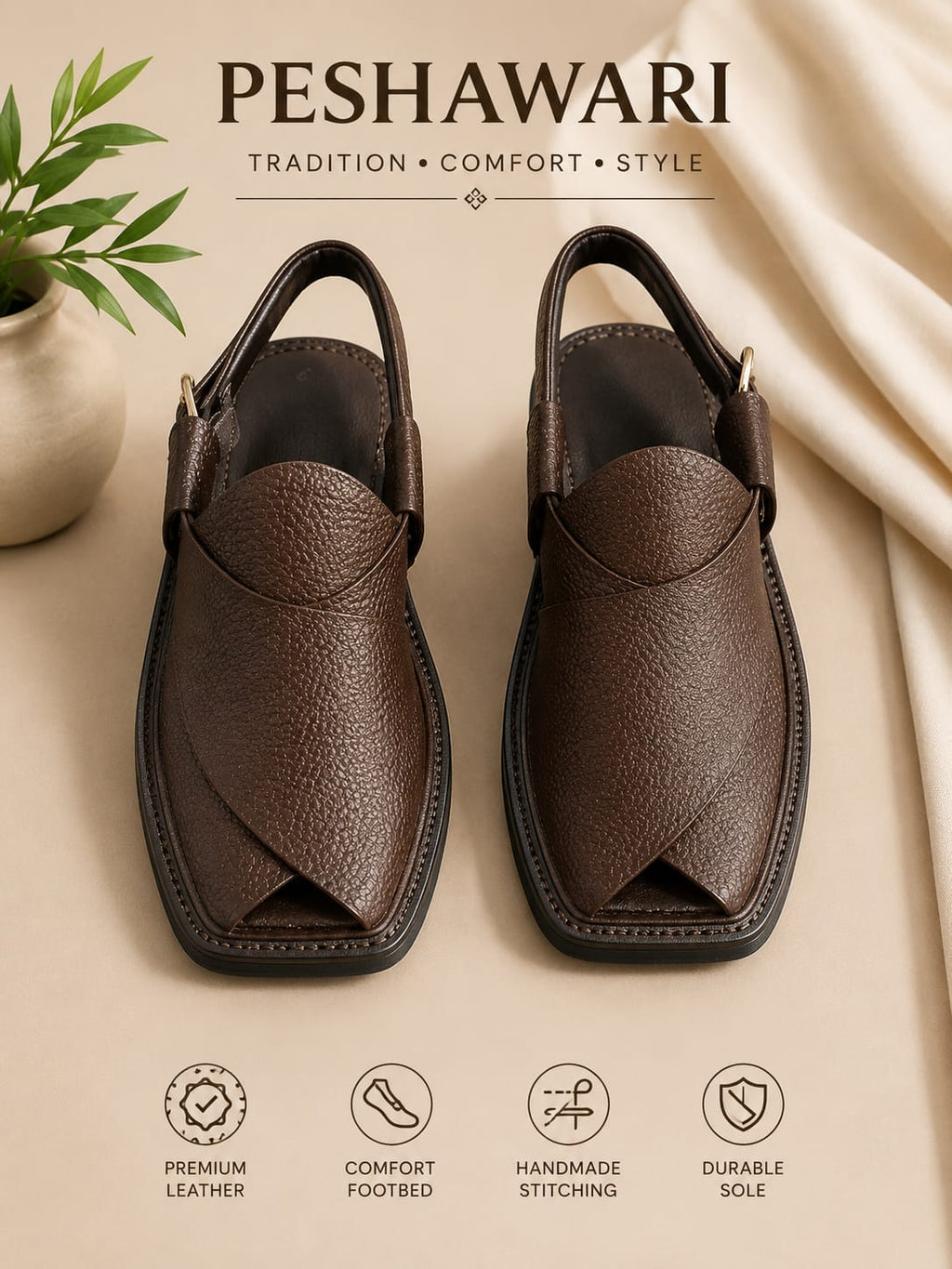 Classic Black Peshawari Chappal – Timeless Elegance