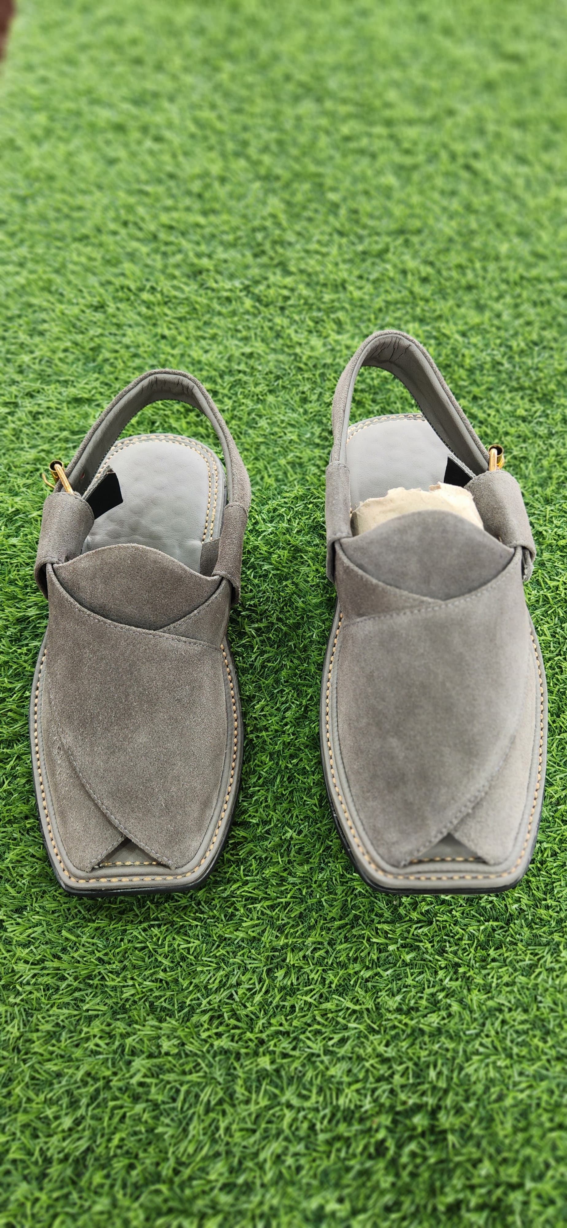 Premium Grey Suede Peshawari Sandal – Handmade Traditional Comfort Footwear