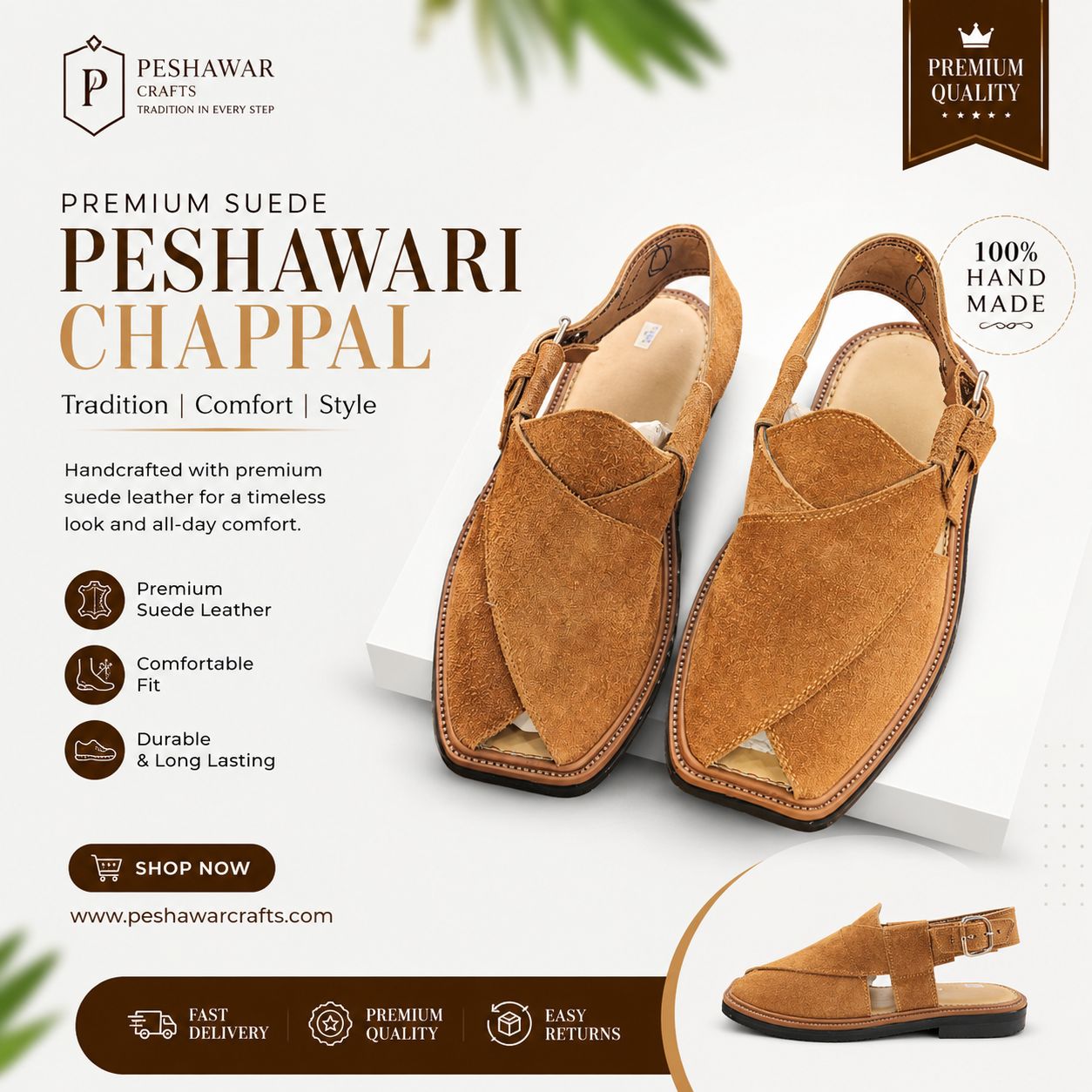 Premium Handmade Suede Peshawari Chappal for Men – Traditional Pakistani Leather Sandals – Comfortable Casual & Wedding Footwear