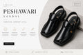 Handmade Black Leather Peshawari Chappal for Men – Classic Pakistani Sandals – Premium Traditional Casual & Formal Footwear