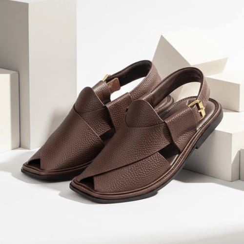 Men's Traditional Brown Peshawari Chappal