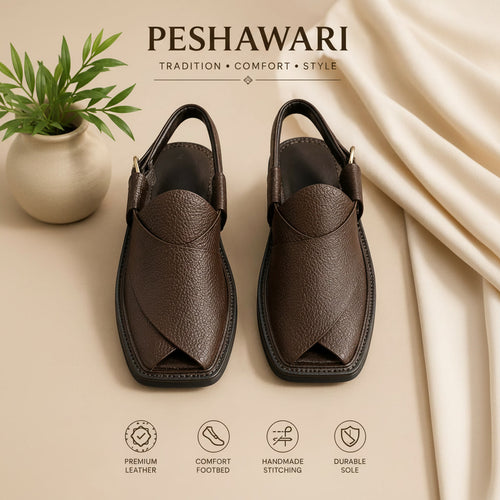 Classic Black Peshawari Chappal – Timeless Elegance
