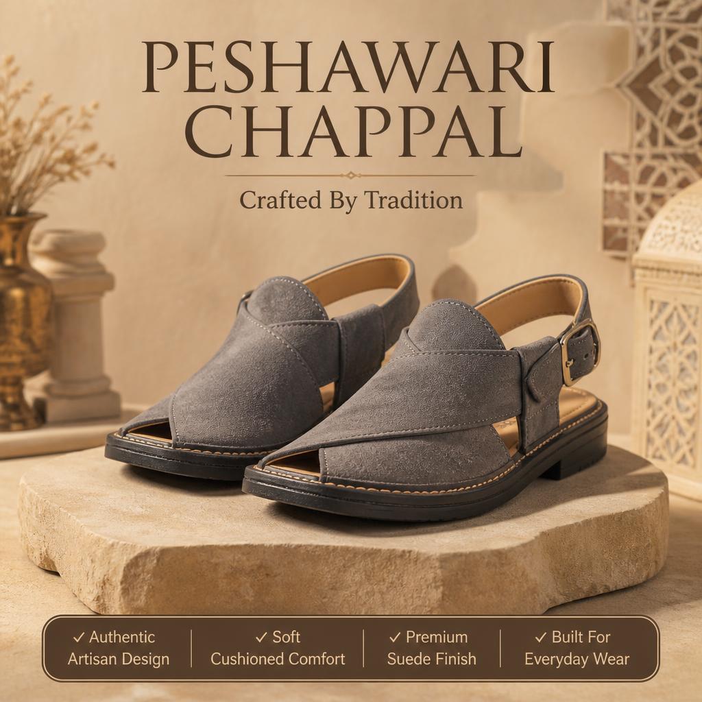 Men's Handmade Peshawari Chappal – Premium Suede Leather Sandals, Comfortable Traditional Footwear, Durable Handmade Stitching