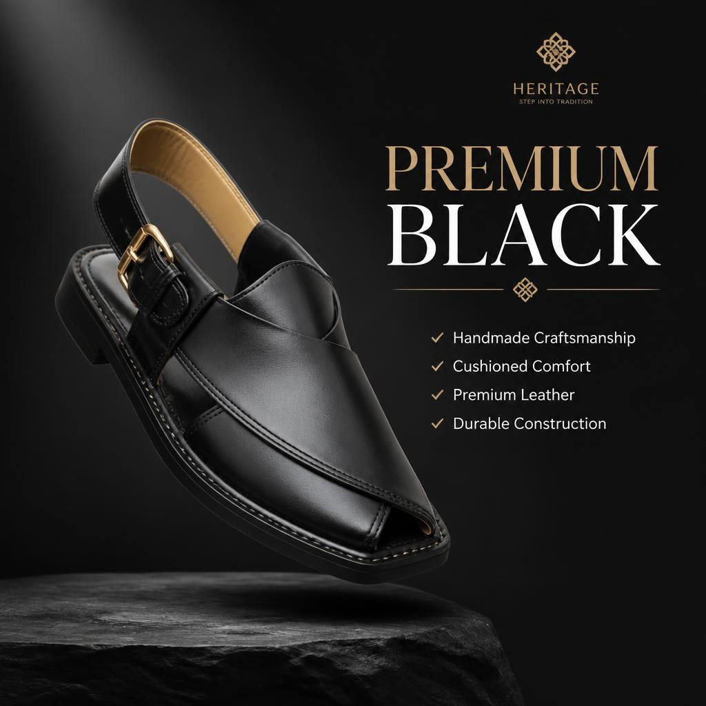 Traditional Black Handmade Chappal for Men
