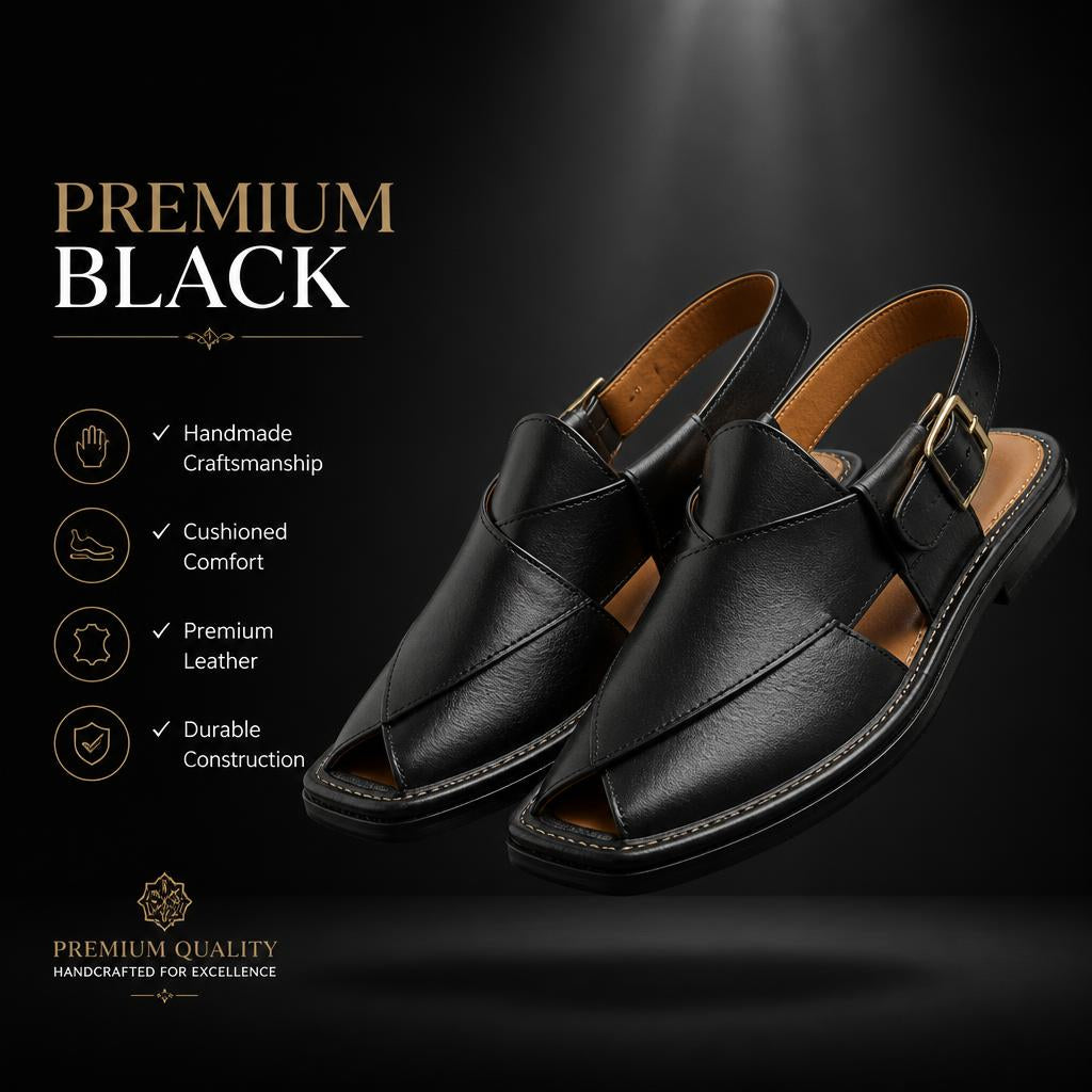 Traditional Black Handmade Chappal for Men