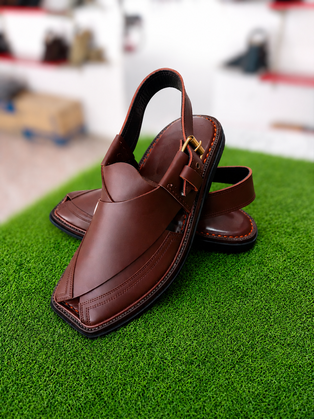 Men's Traditional Brown Peshawari Chappal
