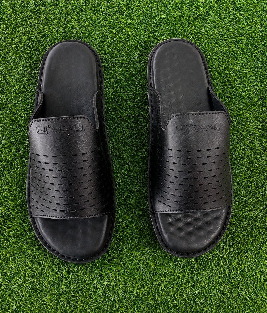 Premium Black Comfort Slide Sandals for Men – Soft Cushioned Lightweight Casual Slippers